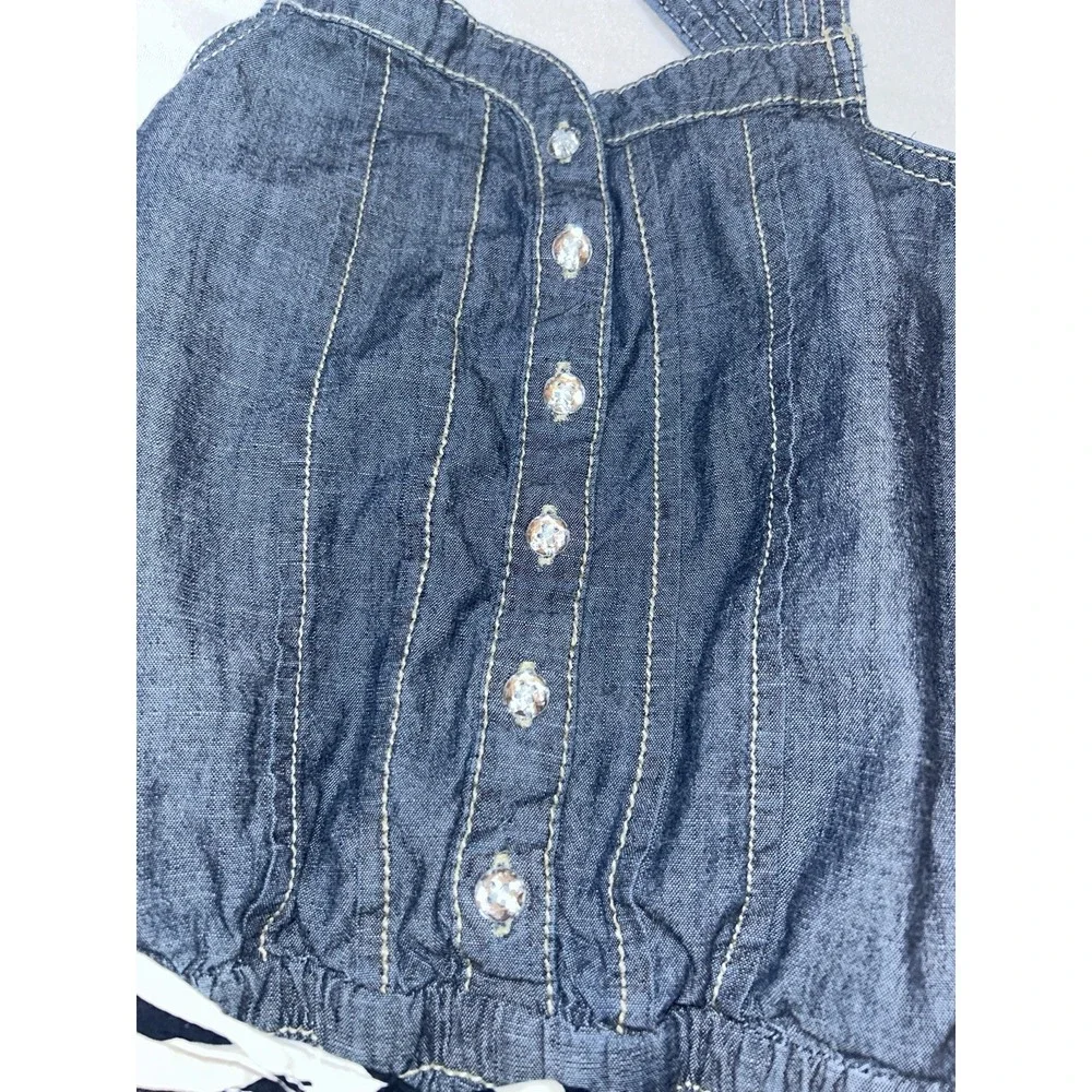Gymboree Chambray‎ Zebra print Belted Romper SZ 12 Wild for Zebra toddler Girl